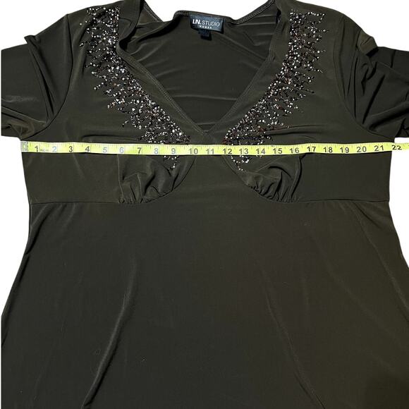 Vintage Y2K IN Studios Brown Beaded Top Size 1X - Picture 4 of 5